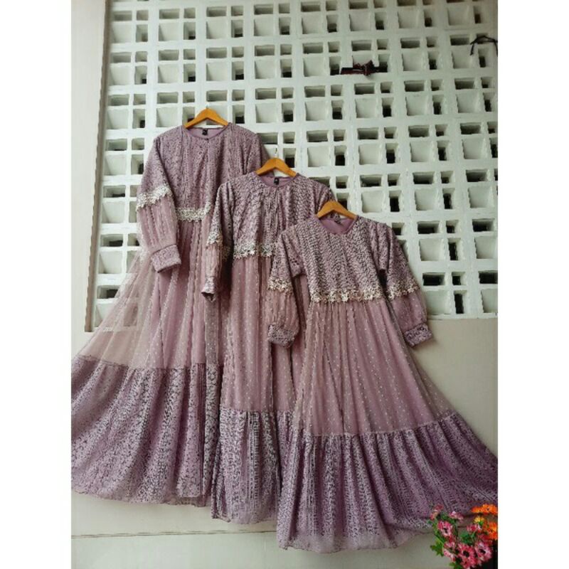GAMIS BRUKAT MIX TILE DOT GAMIS COUPLE IBU ANAK
