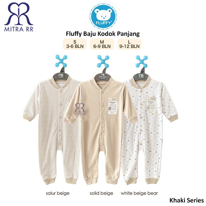 Fluffy Baju Kodok Bayi Lengan Panjang Sleepsuit Bayi Buka Kaki Tutup Kaki S M L / 3-12 Bulan