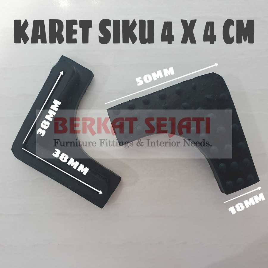 Alas Kaki Karet Siku L Tatakan Tiang Rak Besi Siku Lubang 4 x 4 4x4 cm