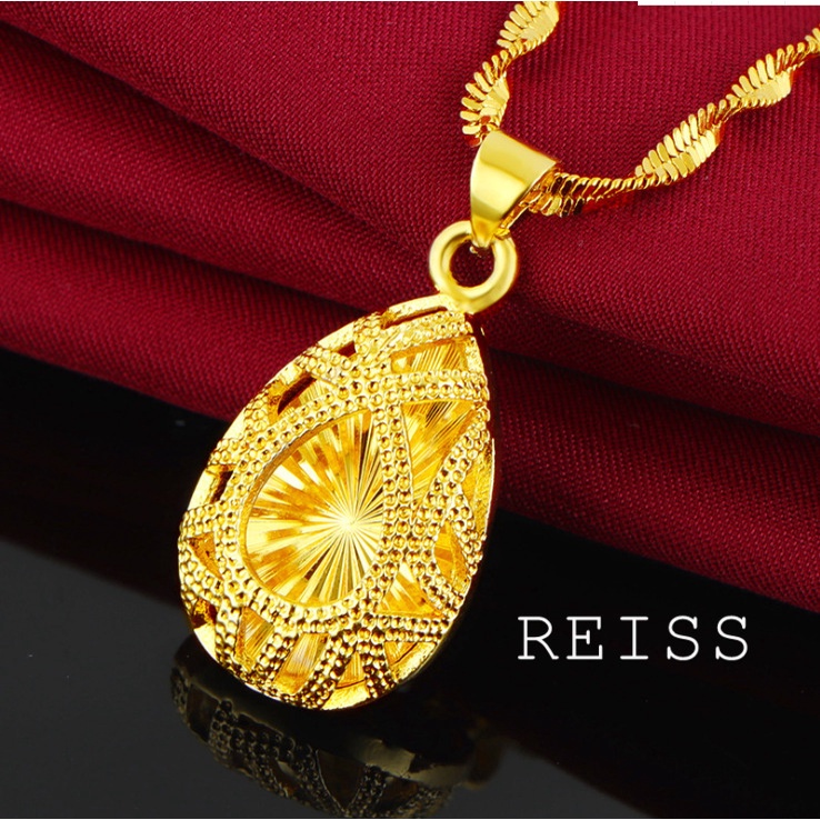 Kalung Rantai Emas 24K 100% Original Bentuk Tetesan Air Untuk Wanita