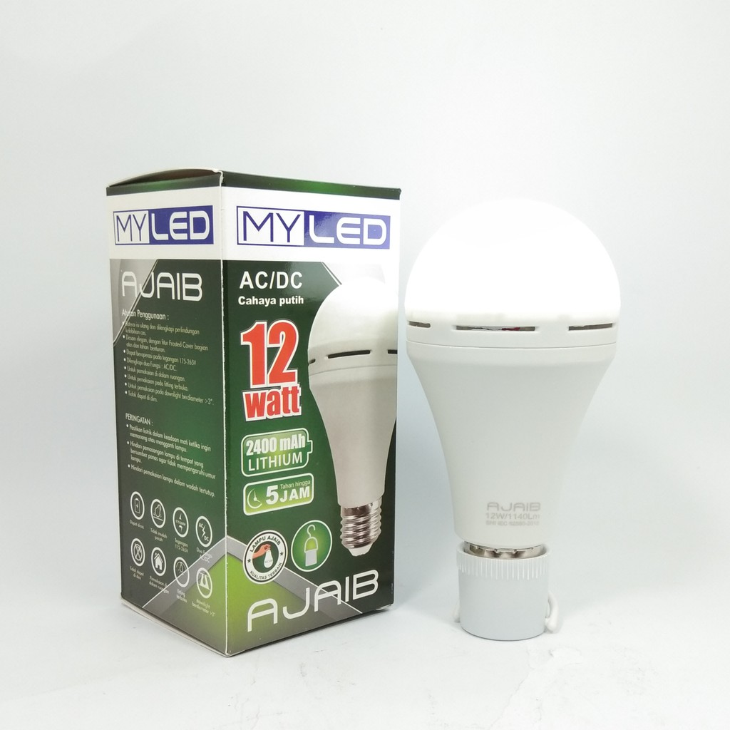 MYLED Ajaib Lampu LED Emergency AC/DC 12 Watt - Cahaya Putih