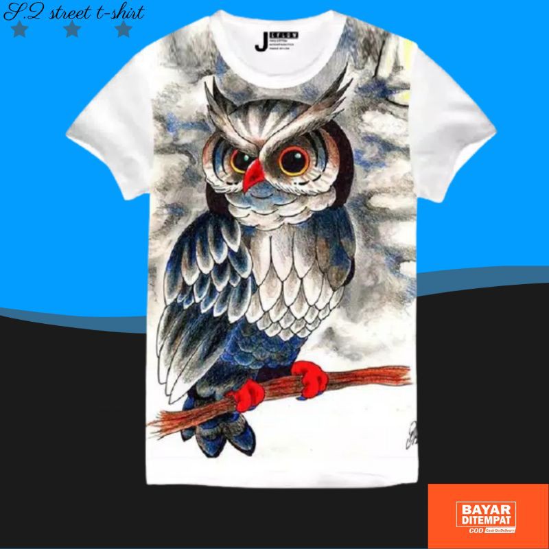 KAOS PRIA DISTRO OWL PUTIH / KAOS POLOS