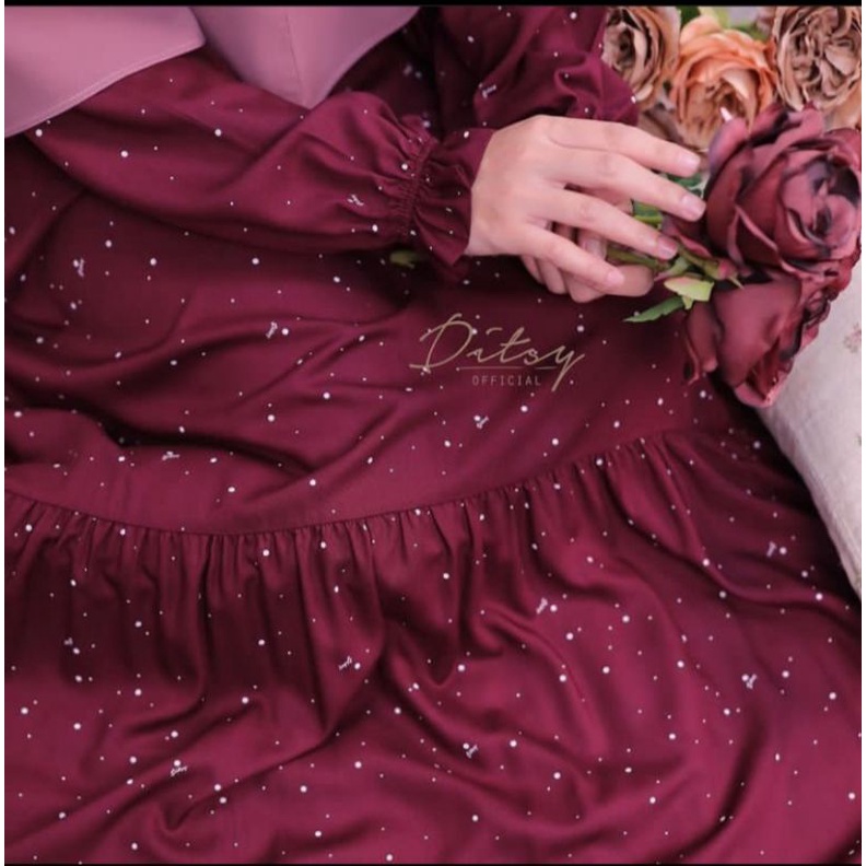 ditsy punto maroon L