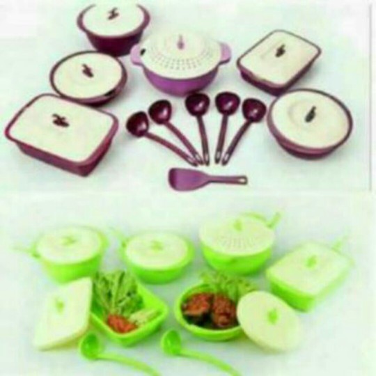 CUCI GUDANG  asvita emerald set 6pcs tempat sayur - Hijau muda