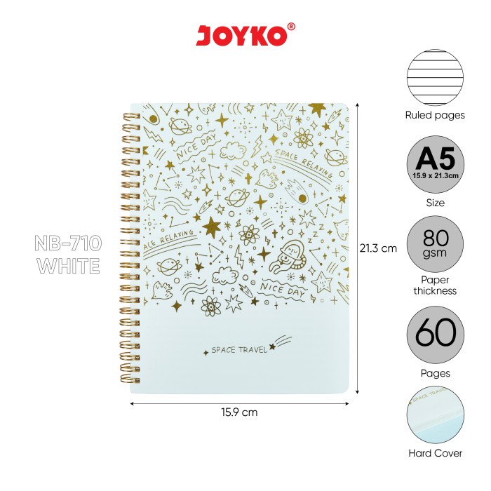 

Terlaris Buku Tulis Catatan Bergaris Ruled Notebook Joyko NB-710 A5 SpaceTravel - White