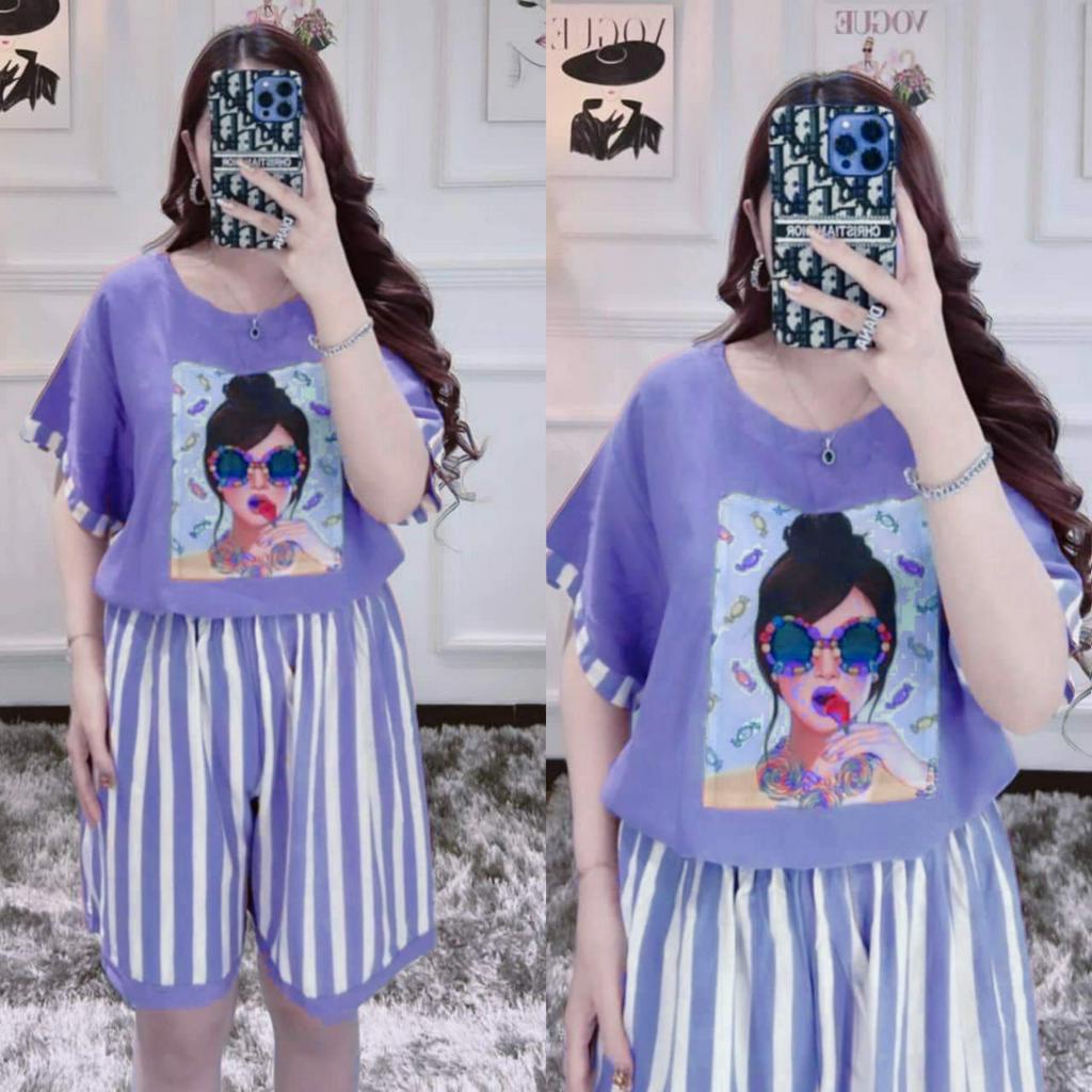 Baju Santai Tidur Setelan Pendek Wanita Busui Kekinian Celana Pendek Import Fashion Korean Rayon Pia