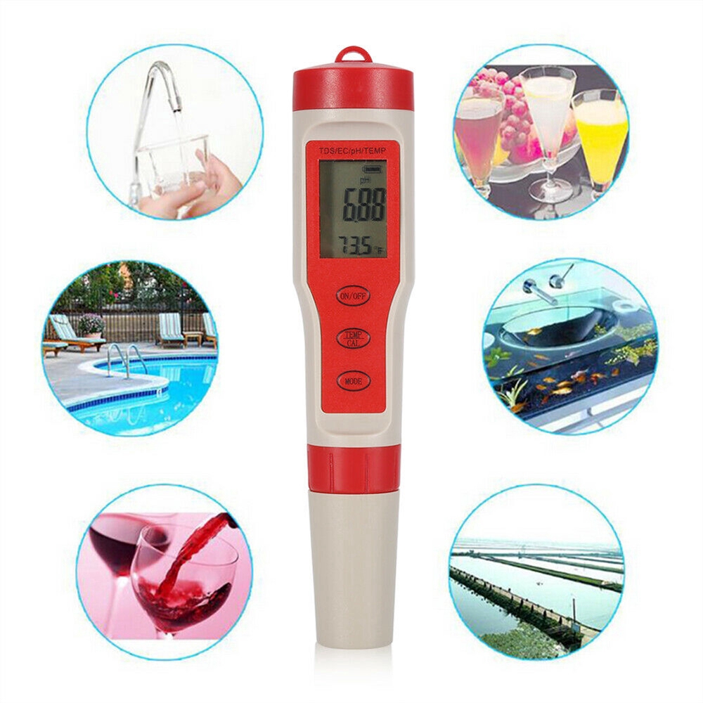 ✫〖ready to ship/COD〗✫ 4 in 1 PH / EC / TDS / TEMP Meter Uji Digital LCD Monitor Kualitas Air