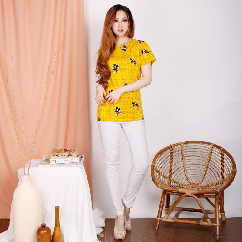 [Grosir] MICKEY Shirt - Kaos Wanita Babyterry Import LD88-92 / Tshirt Wanita / Kaos Wanita / R.15 - 186-5252