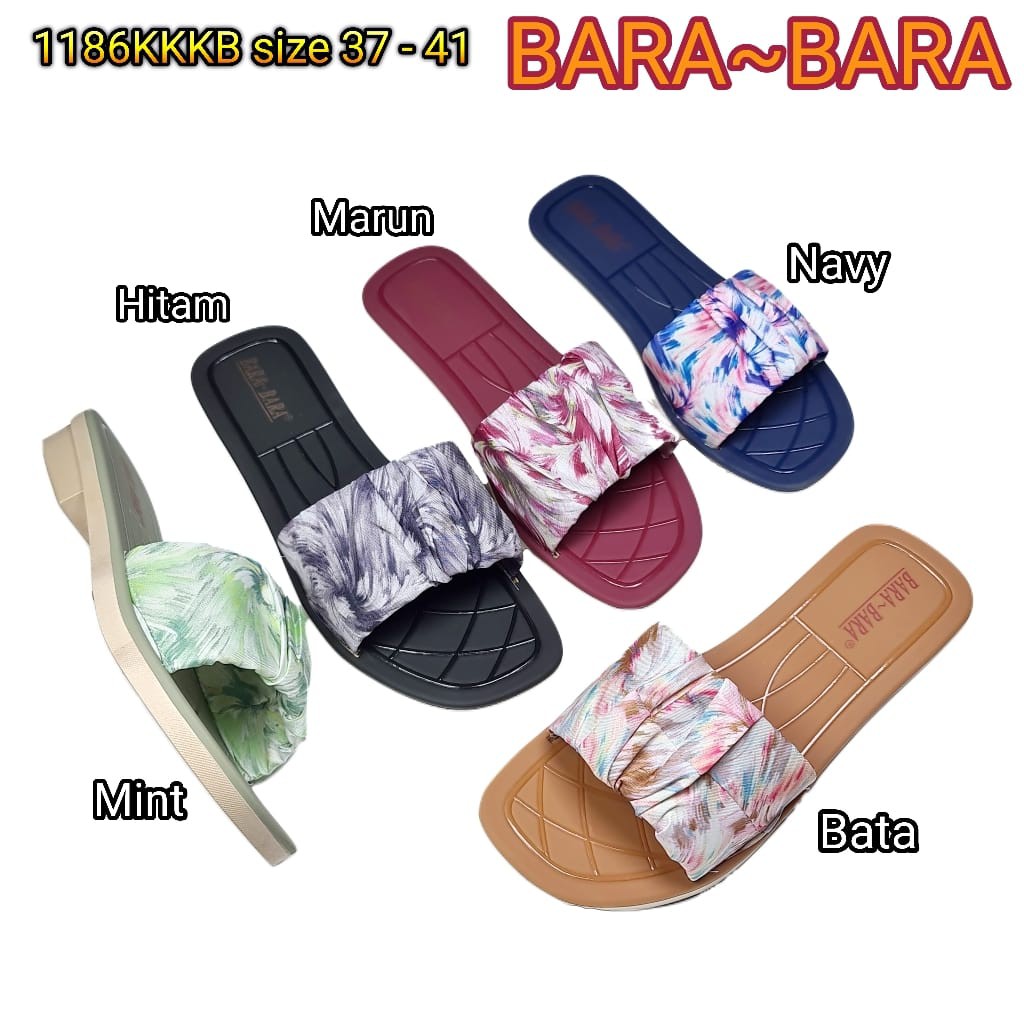 jelly sandal wanita bara bara pita kain sendal cewek selop barabara karet import 1186KKKB