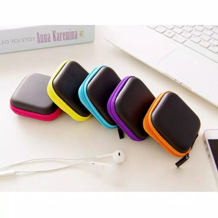 MurmerOfficial D014 Dompet Headset &amp; Koin Petak Charger Mini Head Set Penyimpanan Murah