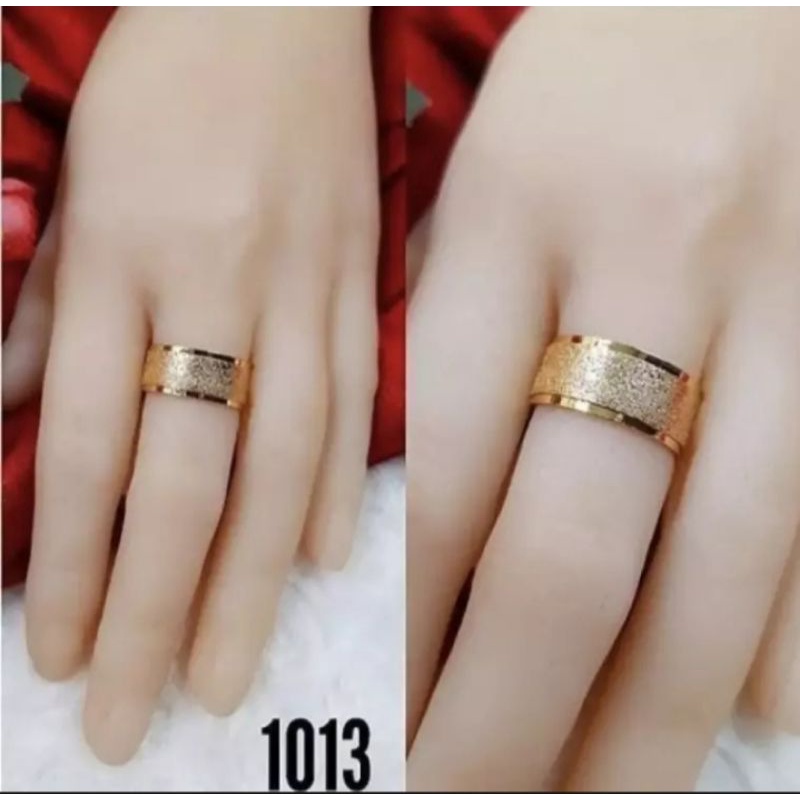 cincin pasir polos titanium lapis emas anti luntur