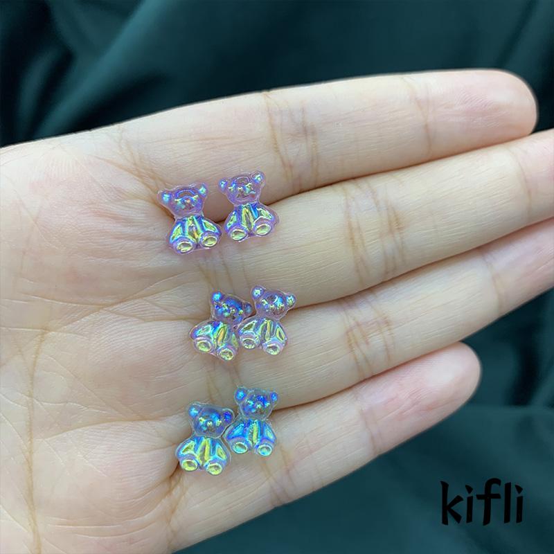 Anting Stud,Mini Bentuk Beruang Warna-Warni,Bahan Akrilik,Untuk Wanita