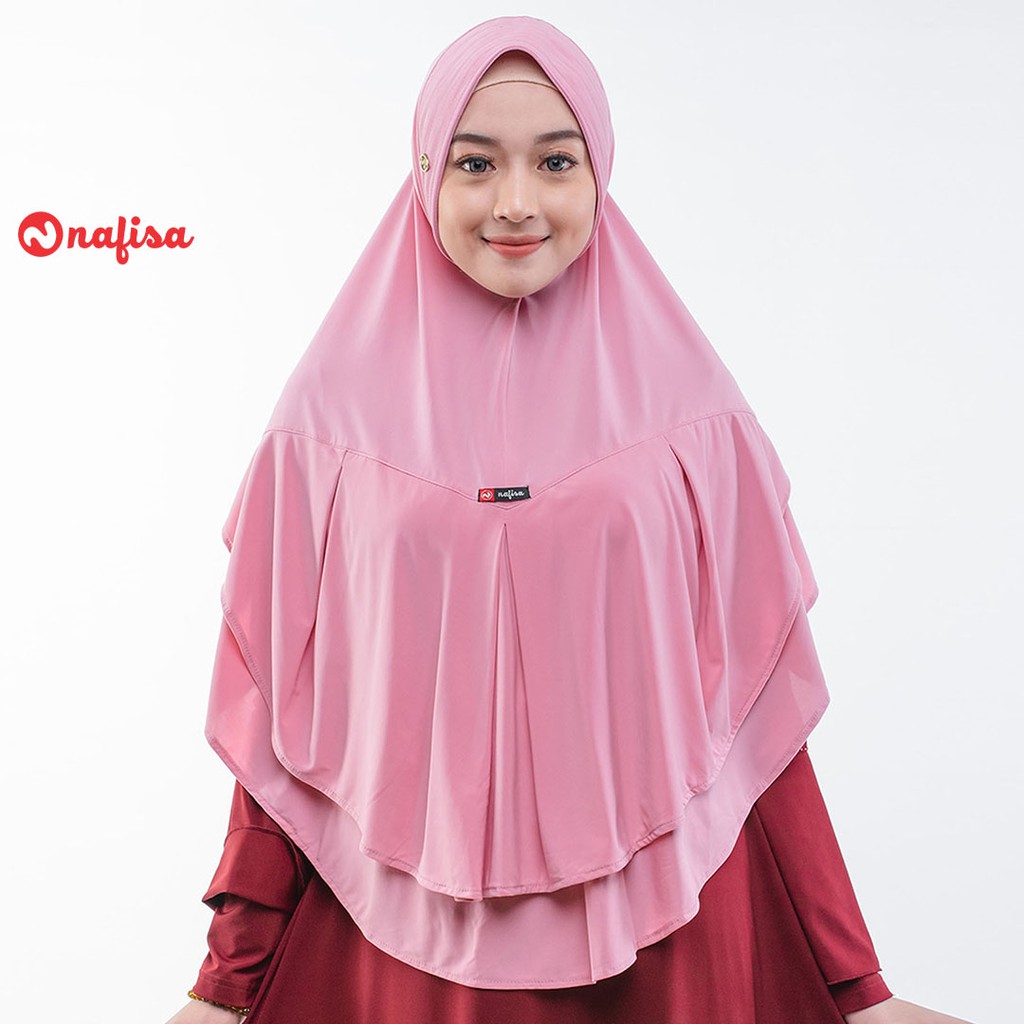 Jilbab Khimar Instan Bergo Nafisa ABELLA | Hijab Khimar Instan Syari Pad Kecil Antem Kerudung Khimar Soft Pad Jumbo