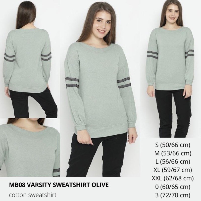 kaos wanita lengan panjang varsity olive branded MAURICES original