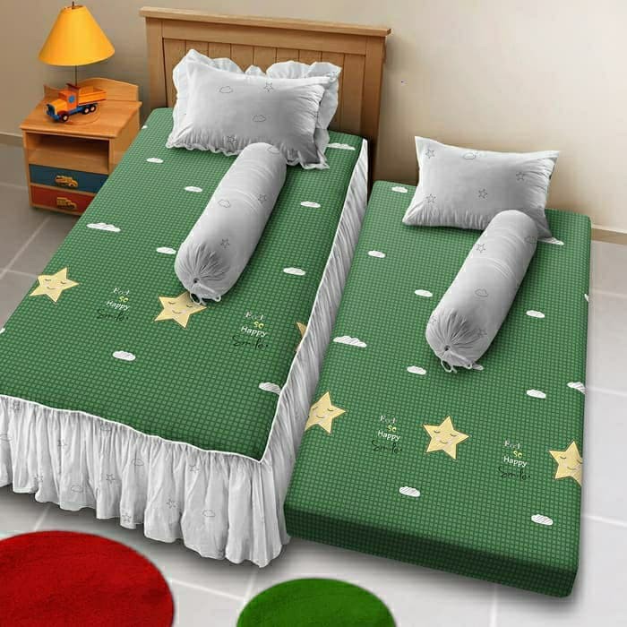 Murah Sprei Sorong Rumbai / flat (2 in 1) Kintakun Uk 120 Green Star