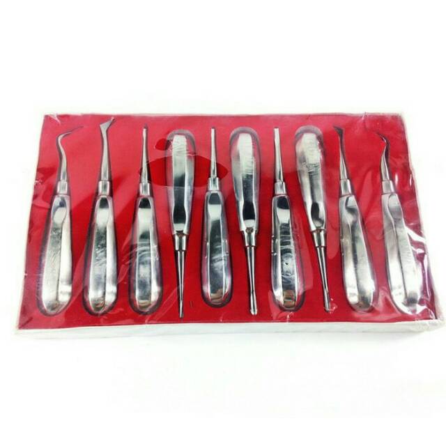 Alice dental bein set dewasa isi 10 root elevator luxator cryer alat instrumen tang cabut gigi