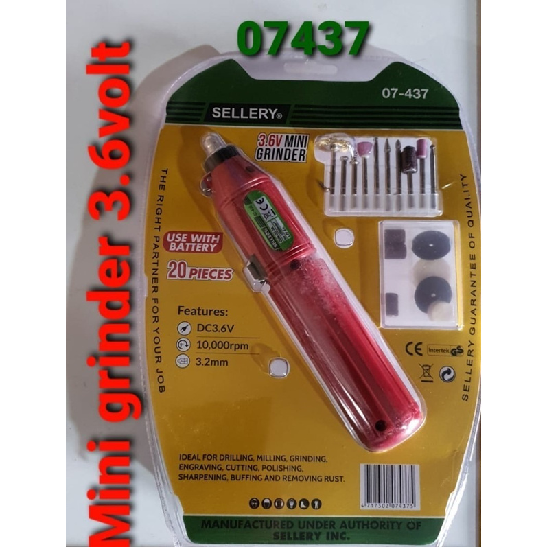 SELLERY 07-437 CORDLESS Mini Grinder 3.6 V Gerinda Mini Baterai 20pcs