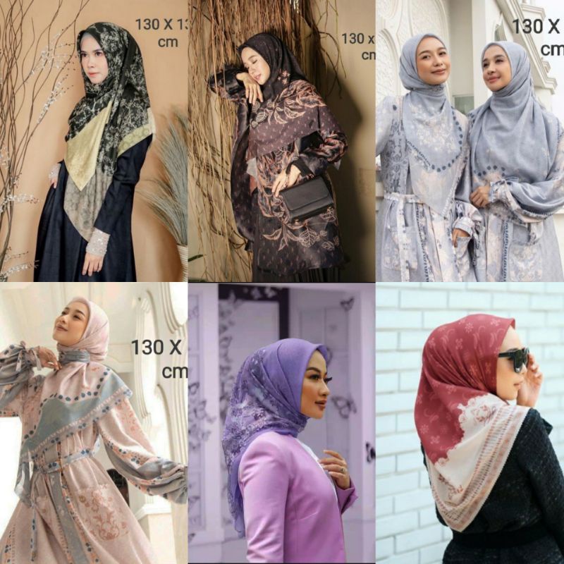 NEW PROMO  Hijab syari besar segi empat jumbo &amp; standar ukuran 130x130cm dan ukuran 110x110cm motif hitam merah tua biru peach ungu lilac / Kerudung wanita  syari besar Segi empat motif / Kerudung syari besar Segi empat / Jilbab perempuan syari Motif
