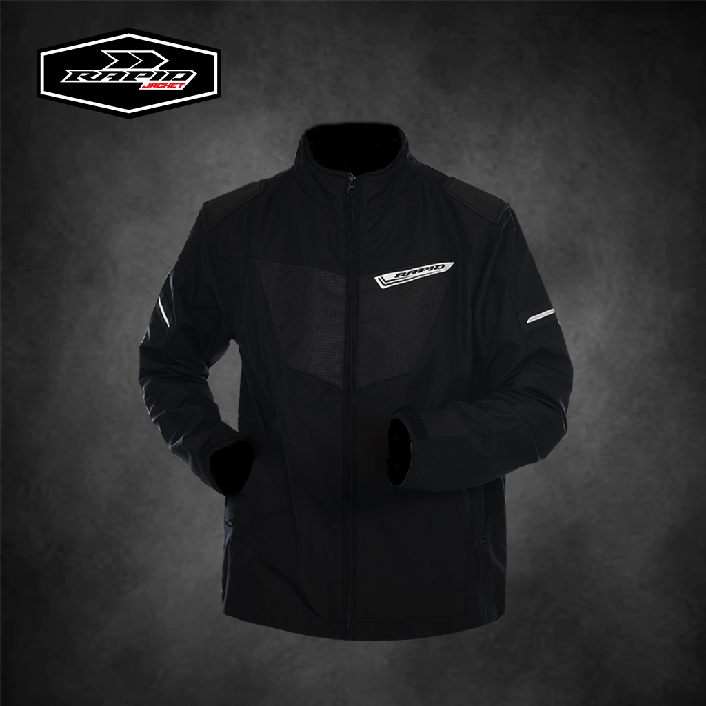 Jaket motor riding RAPID BLACKHAWK pria parasit premium jacket reflektif variasi motif carbon