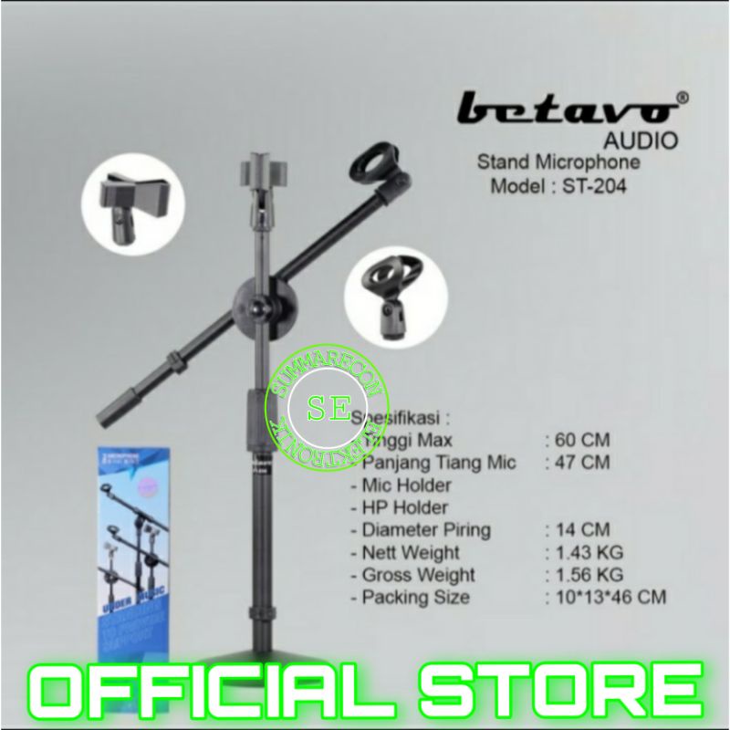 stand mic with holder handphone betavo 204