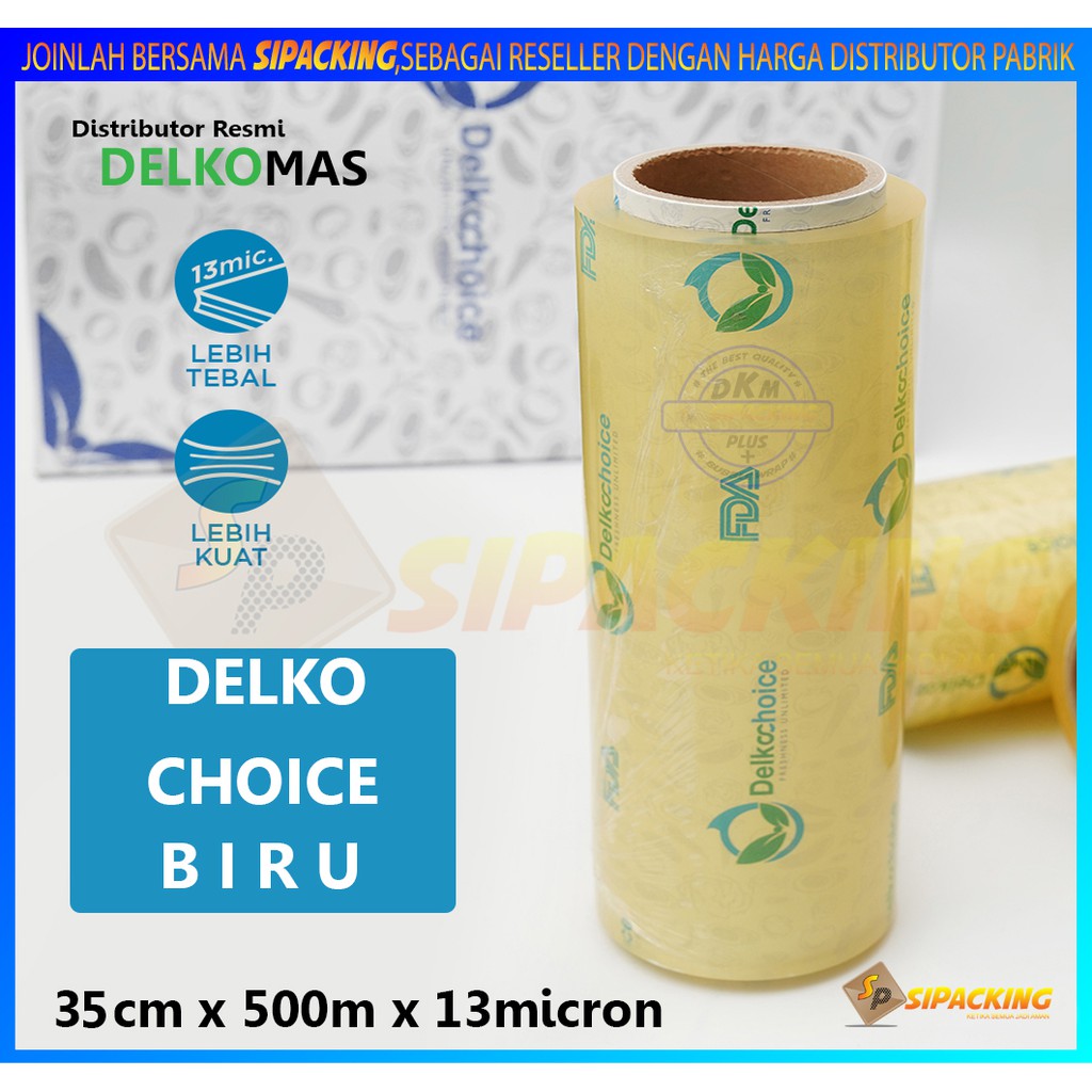 WRAPPING DELKOCHOICE BIRU ( PLASTIK PEMBUNGKUS MAKANAN ) 35CM