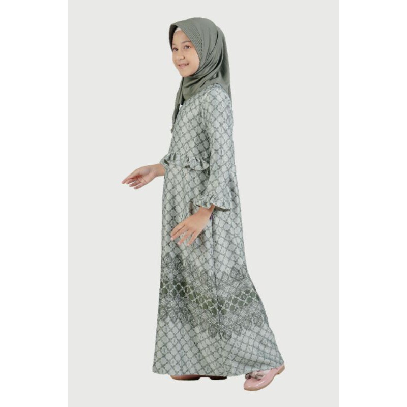 ELZATTA SARIMBIT SHAULA COUPLE KELUARGA UNTUK ANAK WARNA OLIVE BAHAN KATUN SATIN