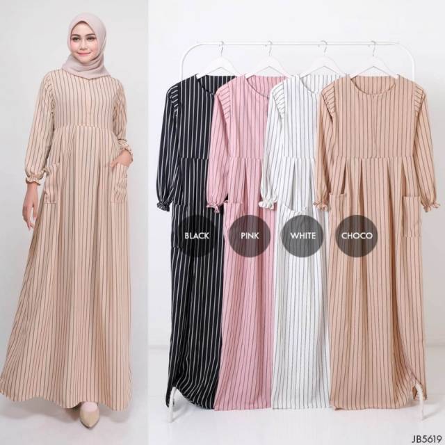 GAMIS POCKET PLEAT FIT TO M Gamis Wanita Terbaru Sesuai Gambar