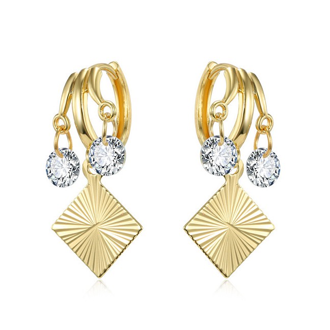 LRC Anting Tusuk Fashion Rhinestone Geometric Inlay Zircon Earrings D46096