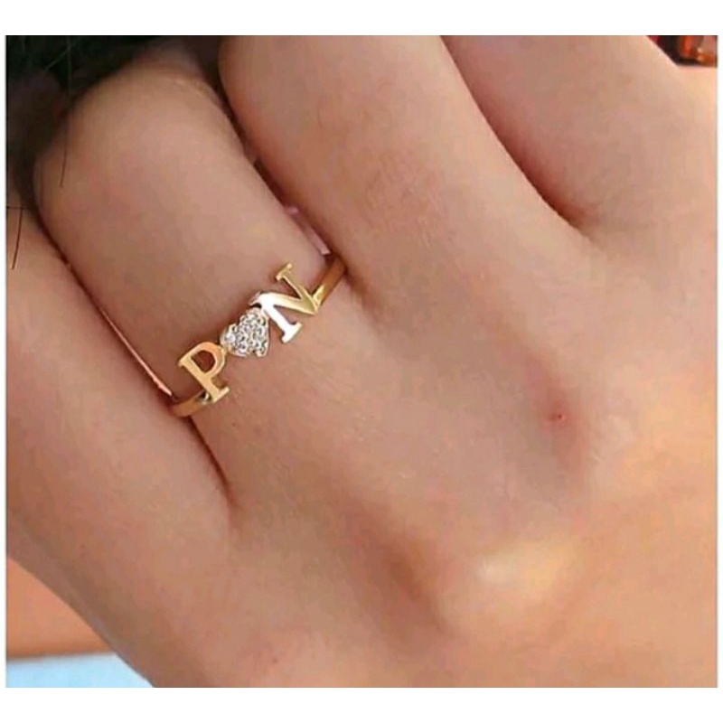 cincin wanita inisial nama cincin coustem lapis emas terlaris