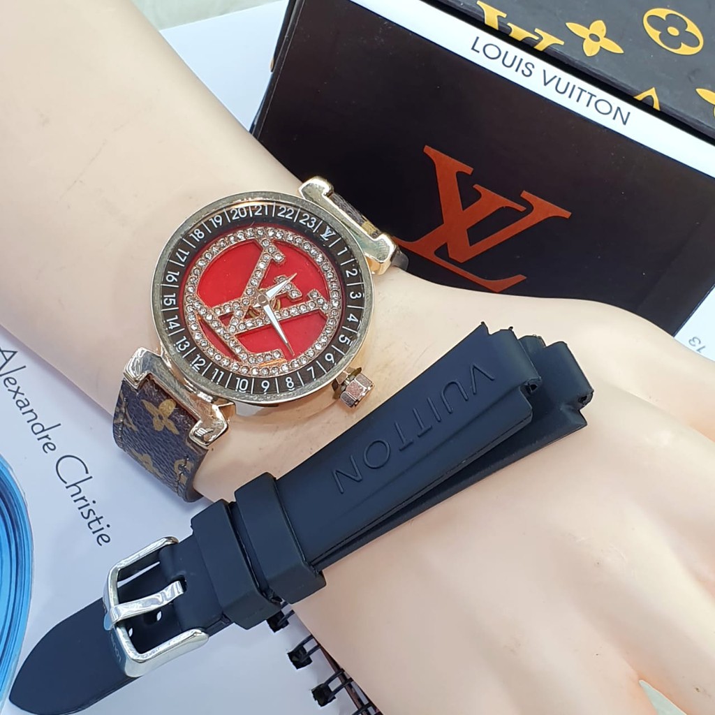 Jam Tangan Wanita Lv2159 Ui Kulit Free Rubber, Box Original & Baterai