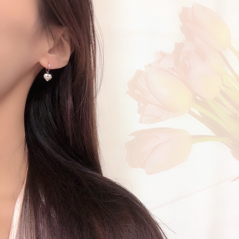 Anting Kait Gantung Asimetris Desain Hati Gaya simple Untuk Wanita