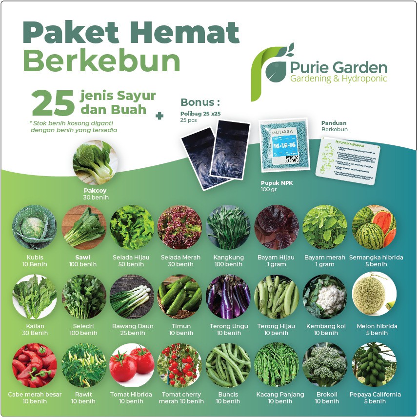 Paket Hemat Berkebun 25 jenis sayur dan buah | Shopee ...