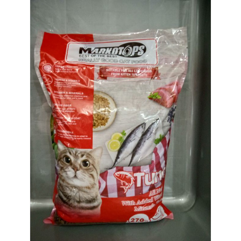 Makanan kucing markotop adult tuna 1kg Repack bentuk ikan Dry food