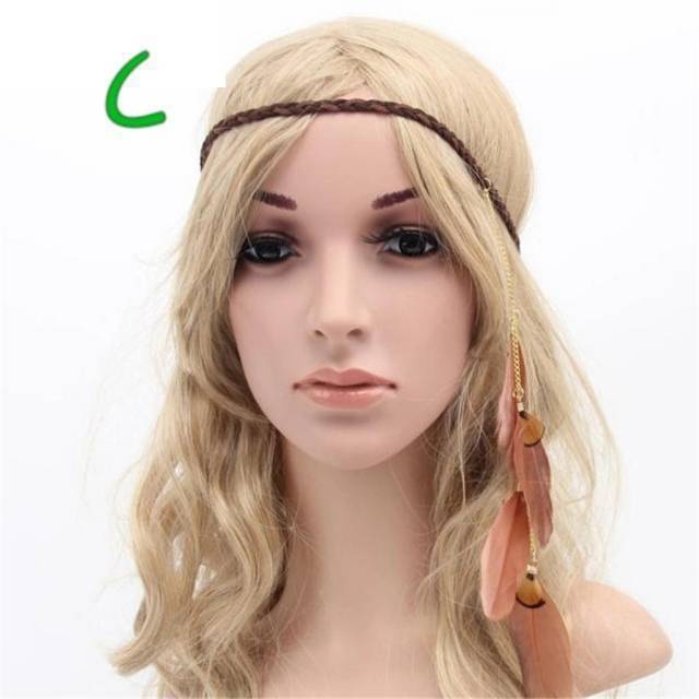 HIASAN RAMBUT BULU INDIAN HIASAN KEPALA BOHEMIAN HEADBAND IMPORT