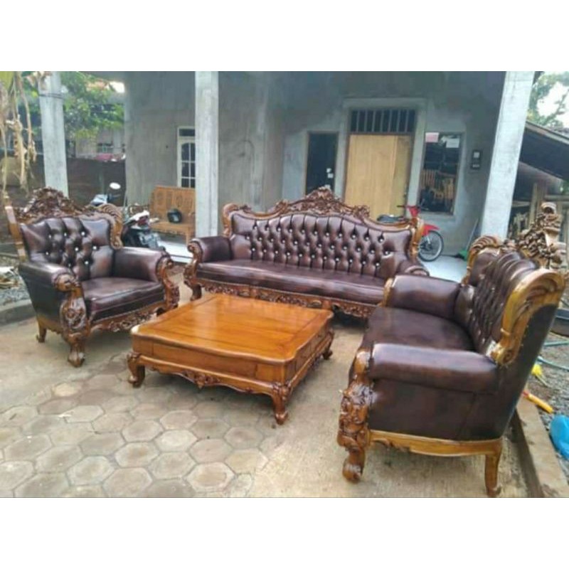 set meja kursi tamu ukir mewah mebel meubel furnitur asli jepara murah klasik antik tren terkini