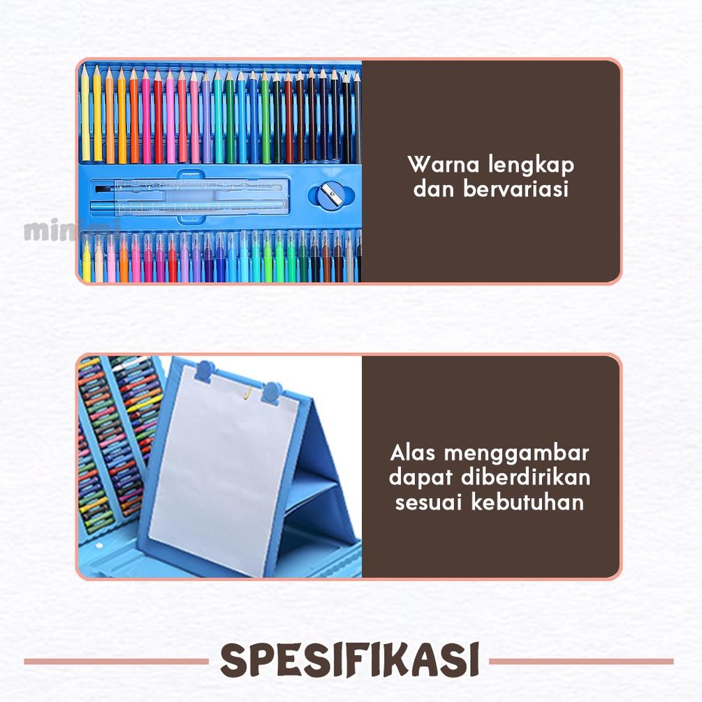 

[PROMO VS073] Minimi - Crayon Mewarnai Alat Mewarnai Oil Pastel Anak Set 5 IN 1 Isi 208pcs Grosir