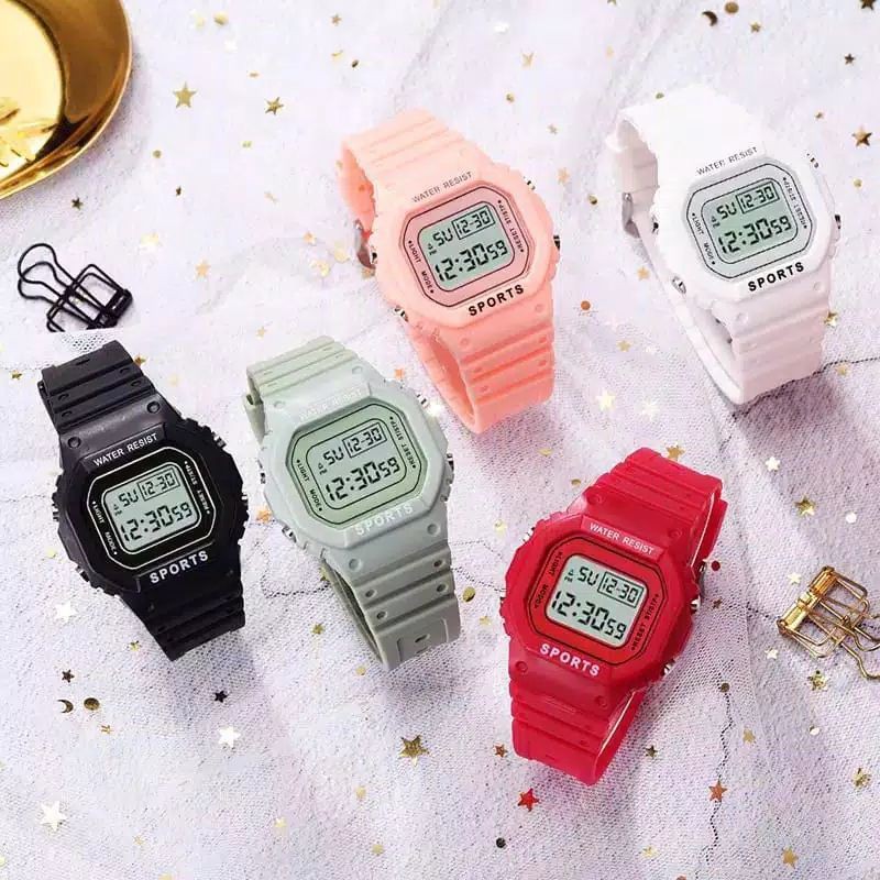COD Jam Tangan Mahasiswa Anak Sekolahan Keren Aosun Kotak Digital polos