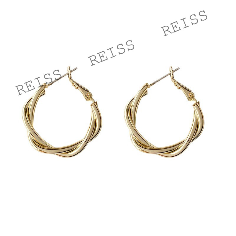 925 Silver Needle Double Twisted Hoop Earrings Simple Round Stud Earrings Silver/Gold Piercing Earings