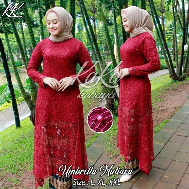 MQ - PROMO KEBAYA MODERN/KEBAYA TUNIK/TUNIK BRUKAT UMBRELLA MUTIARA/SETELAN KEBAYA-MAROON