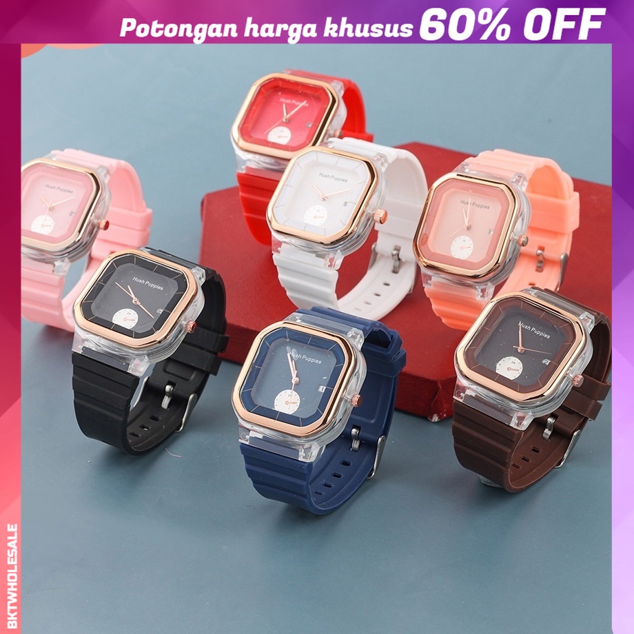 Jam Tangan Digital Rubber Pria Wanita Murah Karet Square Sport Led Hush Puppies Jam Watches