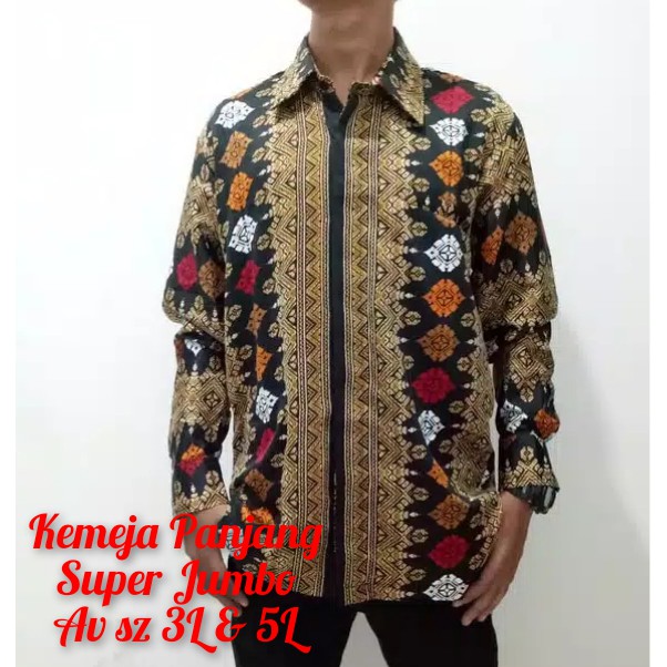 SB Collection Atasan Kemeja Felix Modern Batik Lengan Panjang Pria Size Jumbo Tersedia 3XL &amp; 5XL