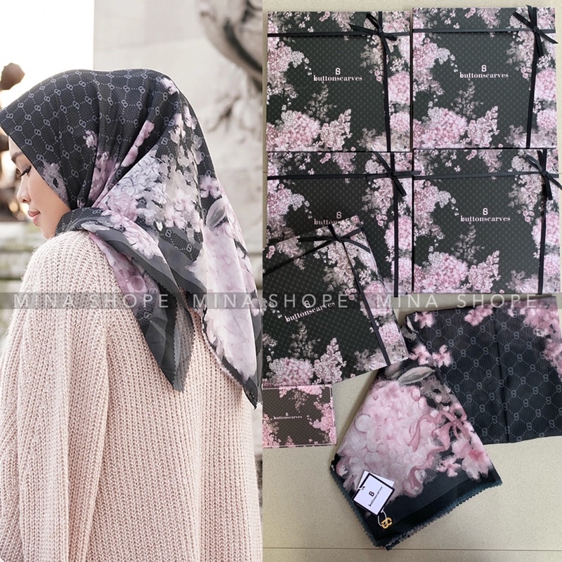 Buttonscarves Hydrangea Noir