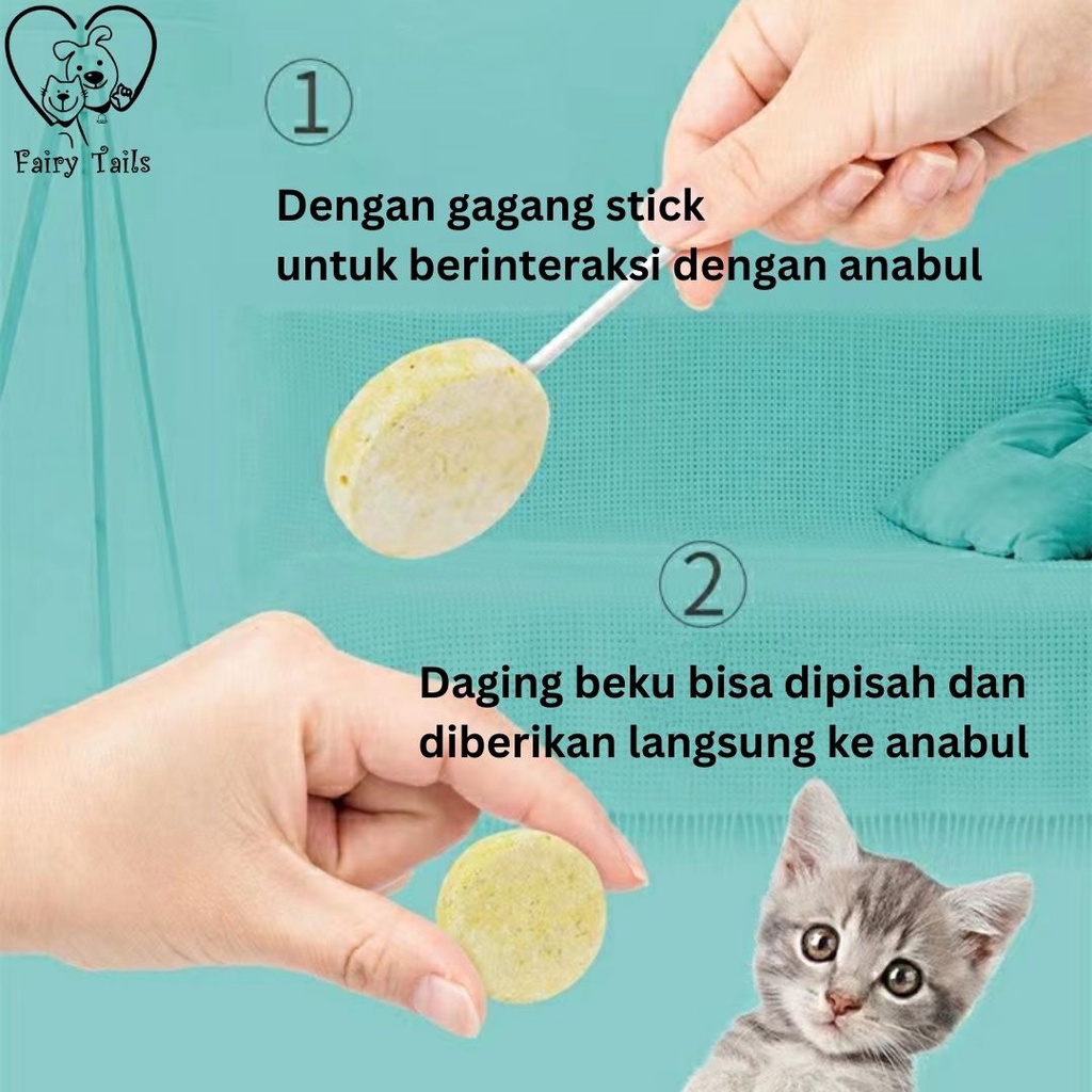 Snack Lollipop Cemilan Daging dan Buah Segar Untuk Anabul Kucing dan Anjing / Freeze Dried Lollipop Fresh Meat Fruits for Pet Dog and Cat