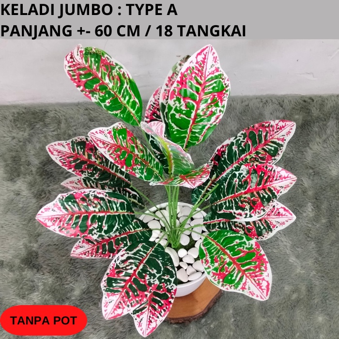DAUN KELADI JUMBO KELADI ARTIFICIAL BUNGA PLASTIK DAUN POT HIAS DEKORASI TANAMAN PLASTIK MURAH