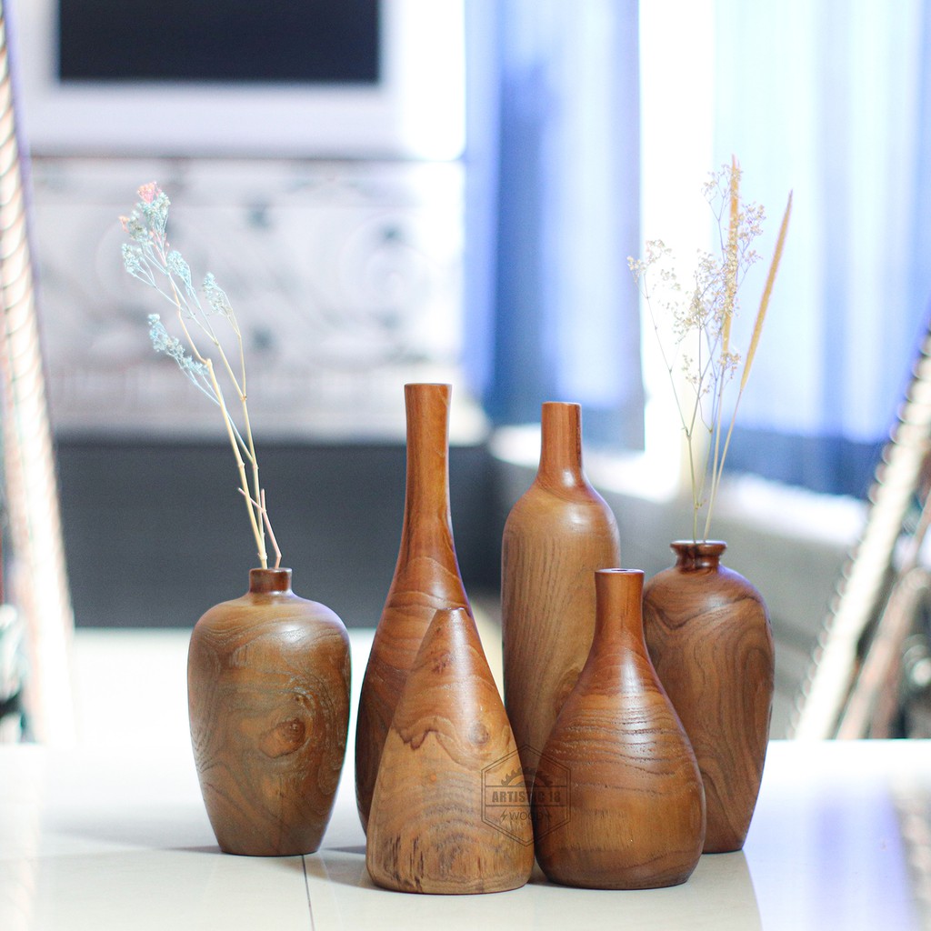 VAS POT BUNGA KAYU JATI SOLID HANDMADE NATURAL by VAS POT BUNGA KAYU JATI SOLID HANDMADE NATURAL by