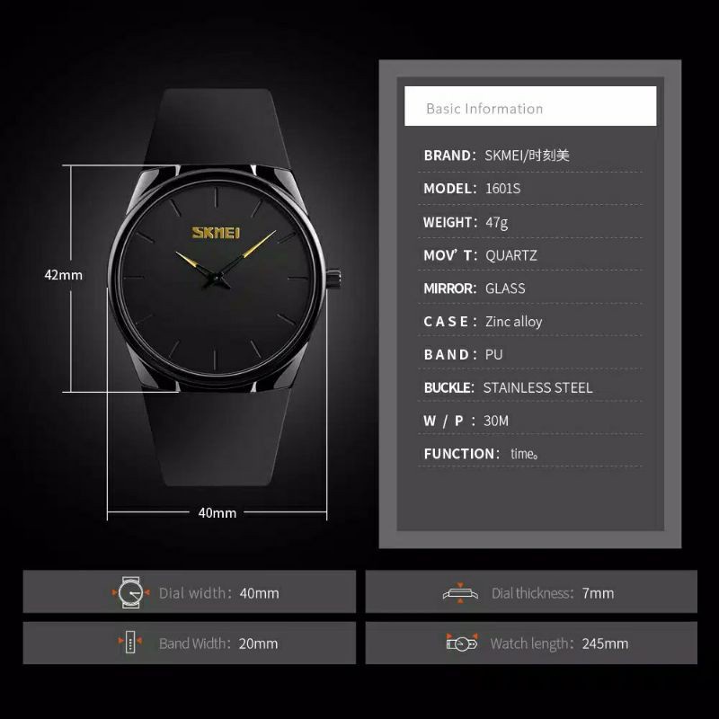 Jam Tangan SKMEI Pria 1601 Analog Man Watch Tali Rubber Jam Tangan Sport Pria Free Box
