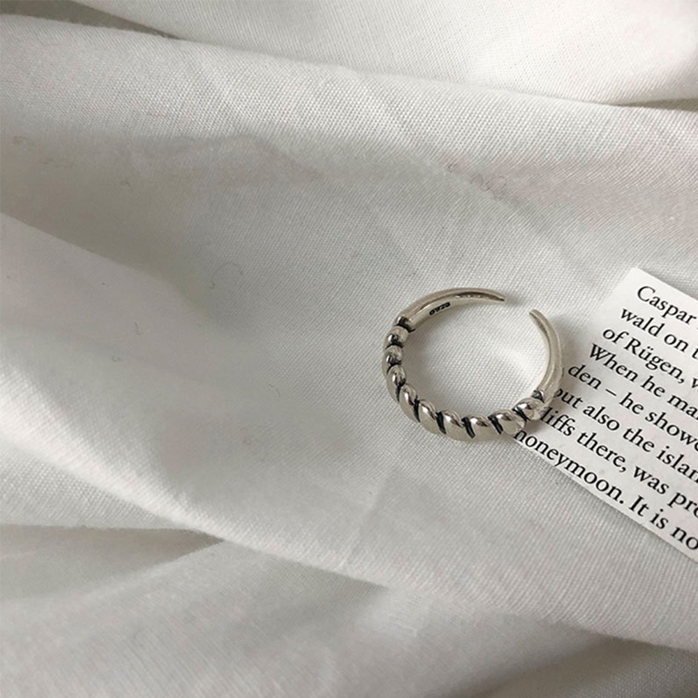 MXBEAUTY Accessories Open Ring Fashion Couple Rings Heart Rings Twist Love Heart Silver Plating Gifts Handemade Thai Silver Fashion Jewelry