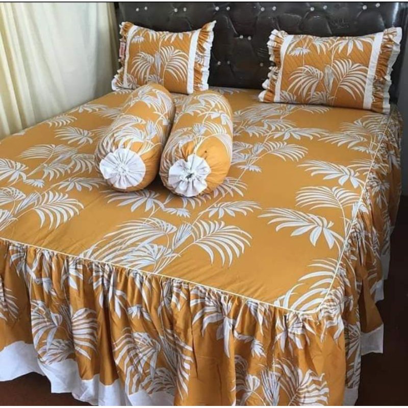 Sprei rumbai pengantin daun bahan katun ukuran 180x200