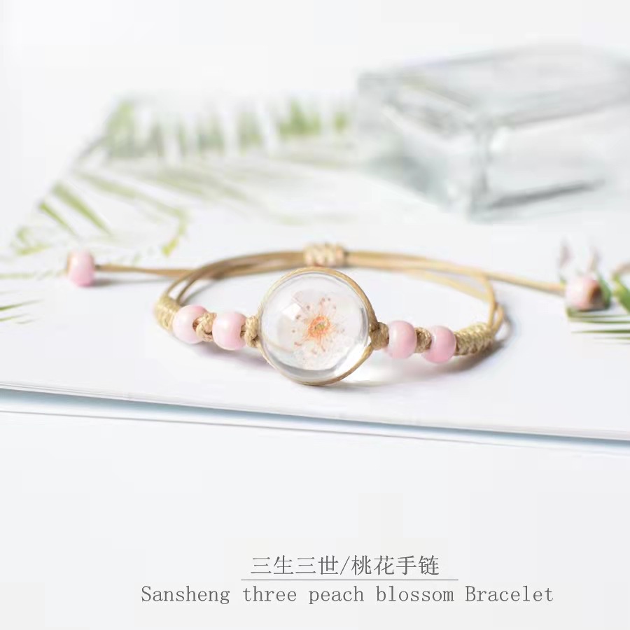 ED - GELANG TANGAN TALI KOREA MOTIF BUNGA ABADI / GELANG TALI KOREA BESTIE / BRACELET GELANG TANGAN COUPLE BESTIE-2