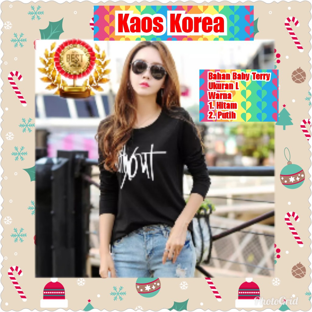 KAOS KOREA / HITAM / PUTIH / TERMURAH